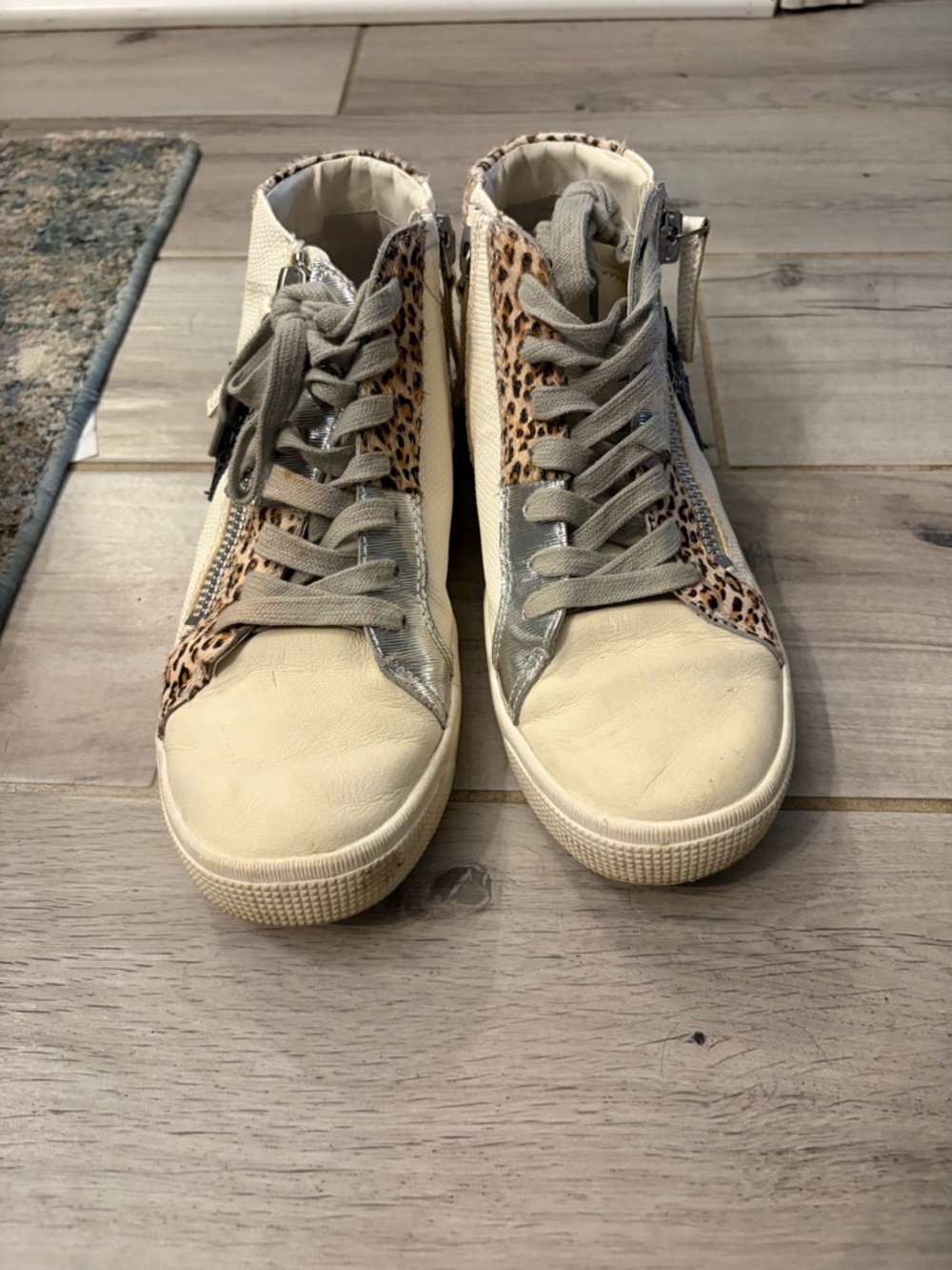 Dolce Vita Cream Leopard-Accent High-Top Sneakers